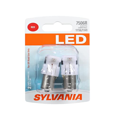 SYLVANIA - 7506 LED Red Mini Bulb - Bright LED Bulb, Ideal for Stop and Tail Lights (Contains 2 Bulbs) - Image 1