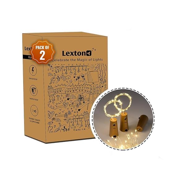 Generic Aj electricals Company 20 LED Wine Bottle Cork Lights Copper Wire String Lights Warm White Pack of 2 Cork Light - Image 4