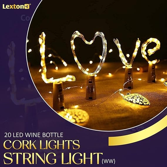 Generic Aj electricals Company 20 LED Wine Bottle Cork Lights Copper Wire String Lights Warm White Pack of 2 Cork Light - Image 3
