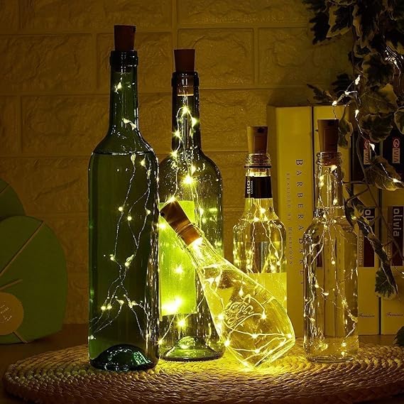 Generic Aj electricals Company 20 LED Wine Bottle Cork Lights Copper Wire String Lights Warm White Pack of 2 Cork Light - Image 1