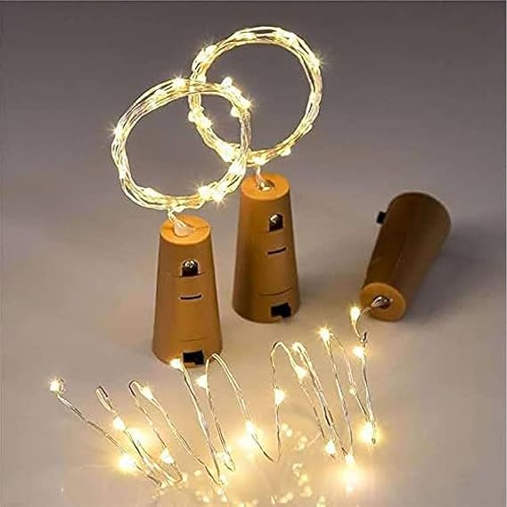 Generic Aj electricals Company 20 LED Wine Bottle Cork Lights Copper Wire String Lights Warm White Pack of 2 Cork Light - Image 2