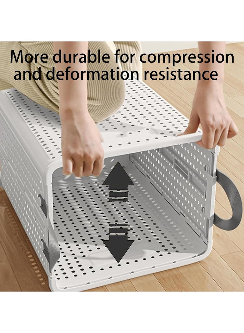 Beauenty Foldable laundry basket With handles Collapsible laundry baskets with wheels,easy to move and save space,Versatile Portable Storage Basket for Bathroom and Bathroom(Ivory White, XL(55x37.7x36)) - Image 5