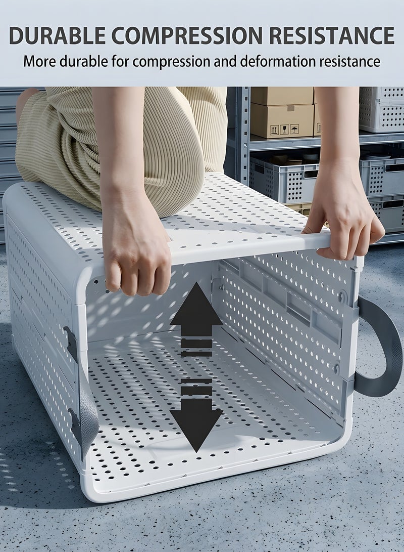 Beauenty Foldable laundry basket With handles Collapsible laundry baskets with wheels,easy to move and save space,Versatile Portable Storage Basket for Bathroom and Bathroom(Ivory White, XL(55x37.7x36)) - Image 5