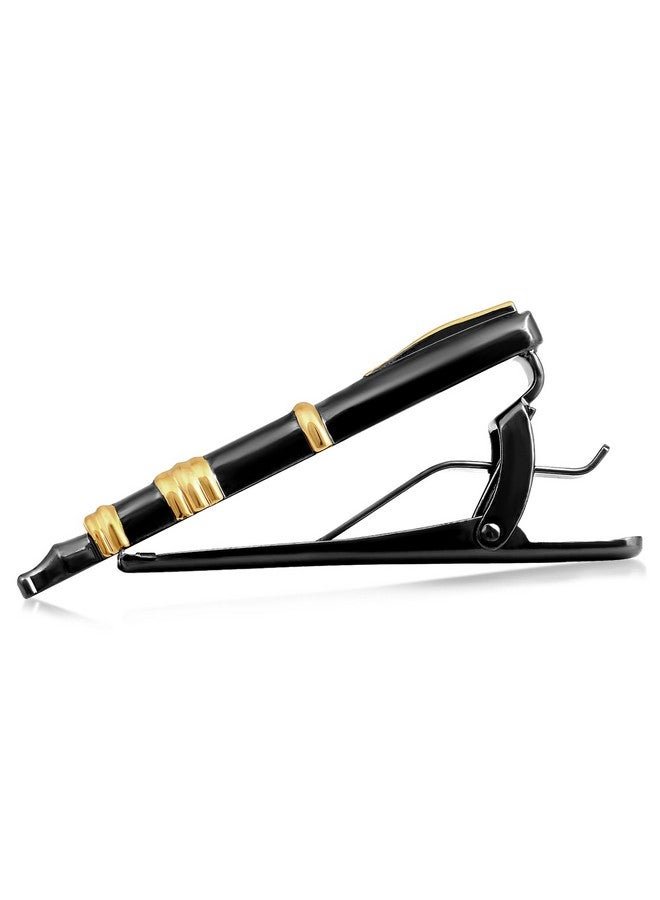 Peora Gold Plated Black Pen Shape Classic Tie Pin for Men Business Formal Accessories for Him - Image 3