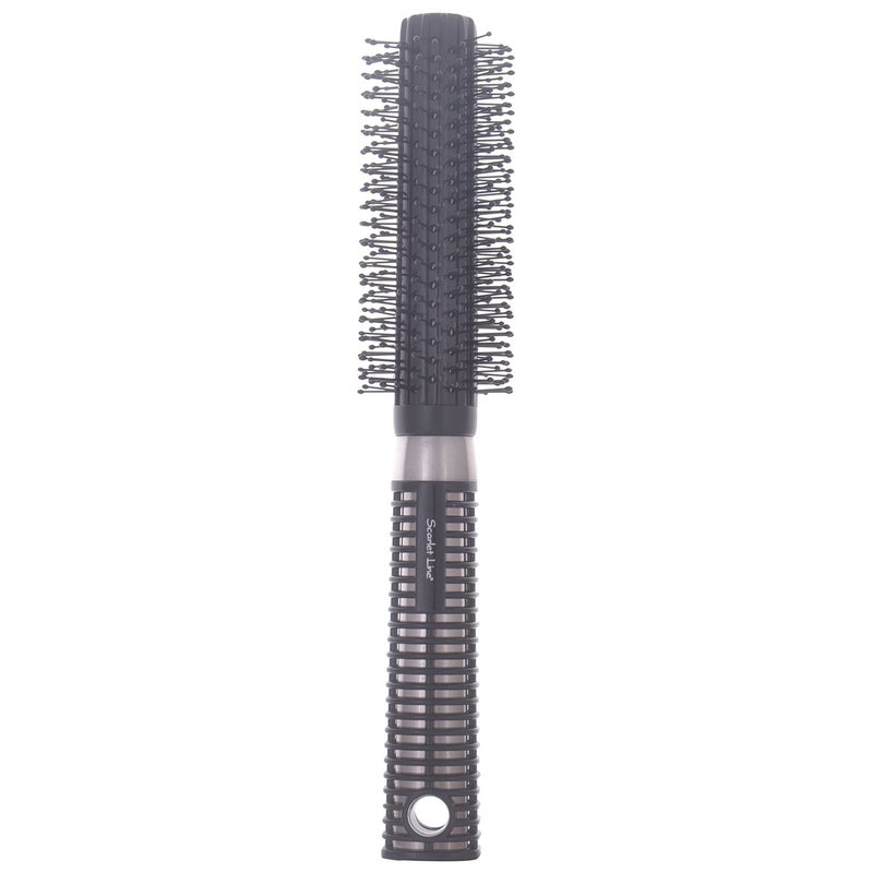 Scarlet Line 9 Row Flat Hair Brush with Anti Slip Ring Plastic Handle Brush with Ball Tip Nylon Bristles Styling n Straightening for Men n WomenBlack