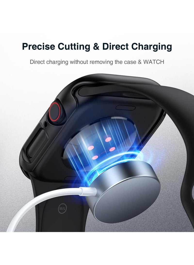 أبل ووتش حامي الشاشة سلسلة 10 42mm قناع خفف من الزجاج فيلم حالة الثابت للرجال والنساء رقيقة جدا حامي ( أسود ) - Image 5