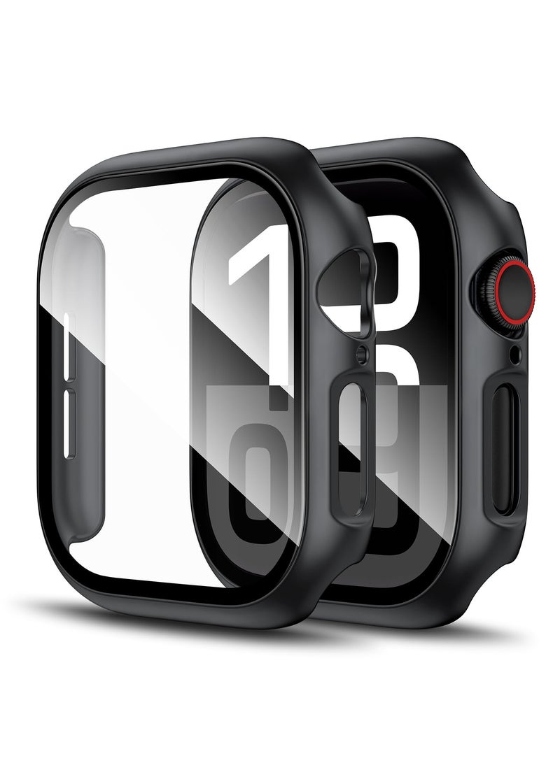 أبل ووتش حامي الشاشة سلسلة 10 42mm قناع خفف من الزجاج فيلم حالة الثابت للرجال والنساء رقيقة جدا حامي ( أسود ) - Image 1