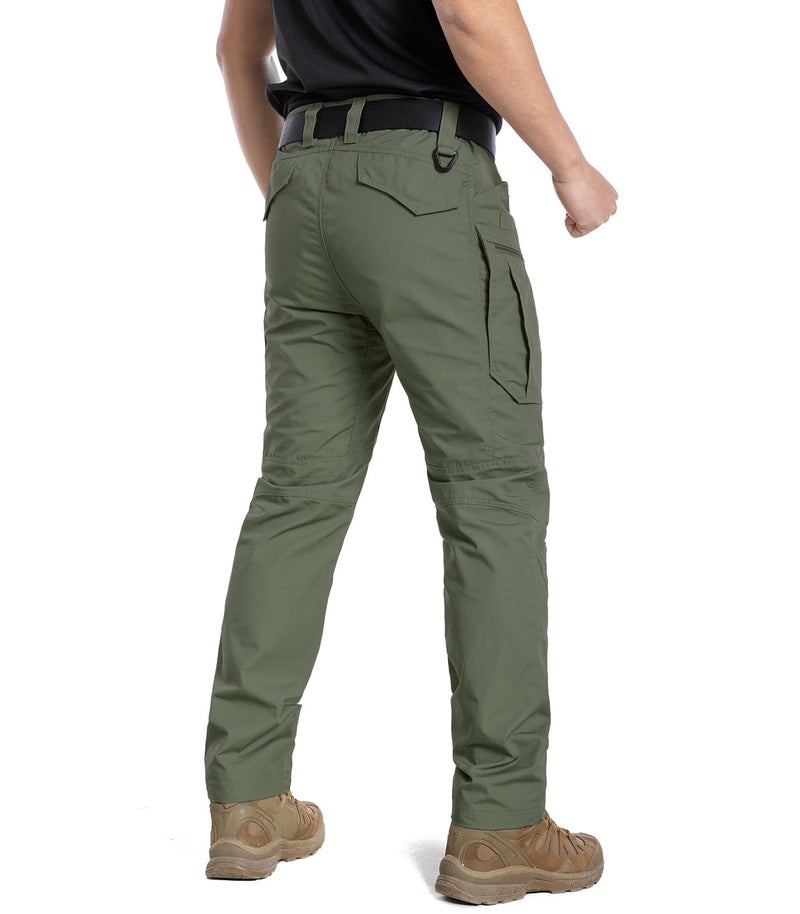 CARWORNIC Men's Rip-Stop Tactical Pants Lightweight Water Resistant Utility Work Pants Stretch EDC Uniform Military Cargo Pants for Outdoor Hiking Casual Construction Army Green - Image 3