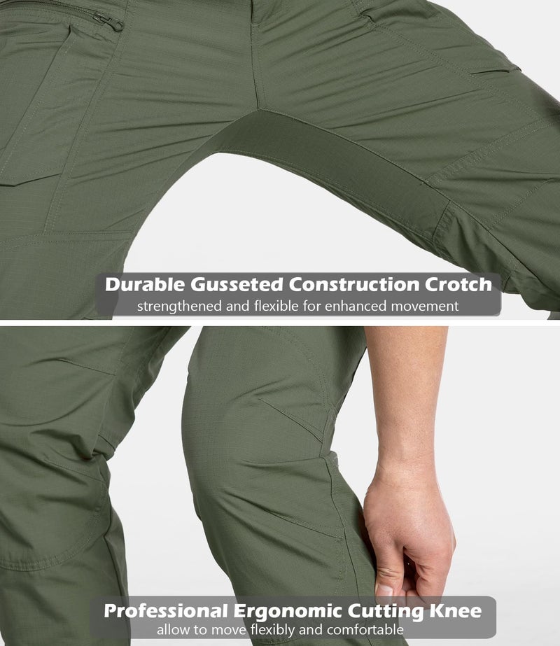 CARWORNIC Men's Rip-Stop Tactical Pants Lightweight Water Resistant Utility Work Pants Stretch EDC Uniform Military Cargo Pants for Outdoor Hiking Casual Construction Army Green - Image 5