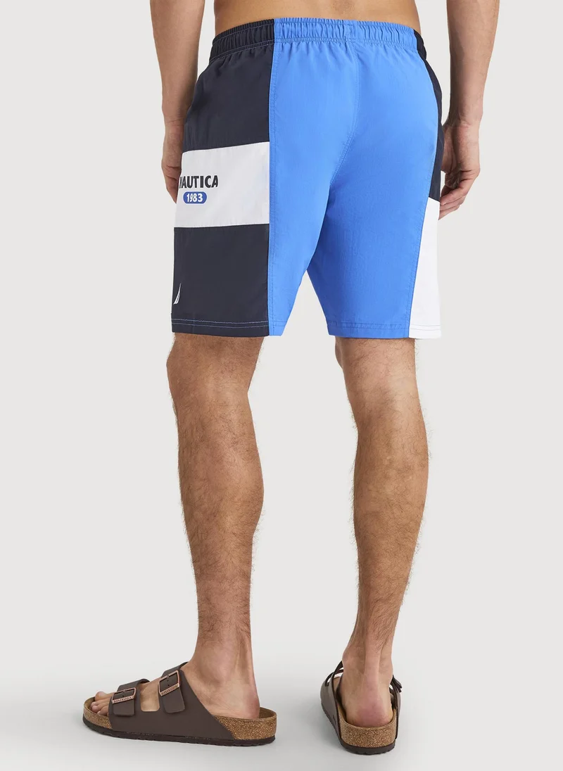 Nautica Men Regular Fit Swim Shorts for Beach and Pool Wear-Blue