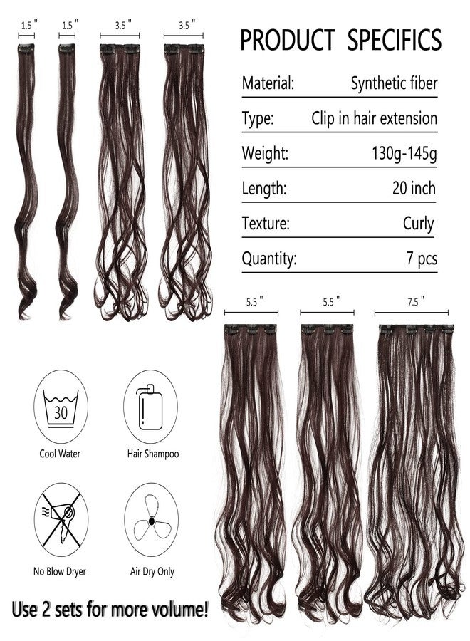 FESHFEN Clip in Hair Extensions 7 PCS Full Head 20 inch Curly Wave Synthetic Clip Hair Piece Wavy Hairpiece for Women Girls - Image 5
