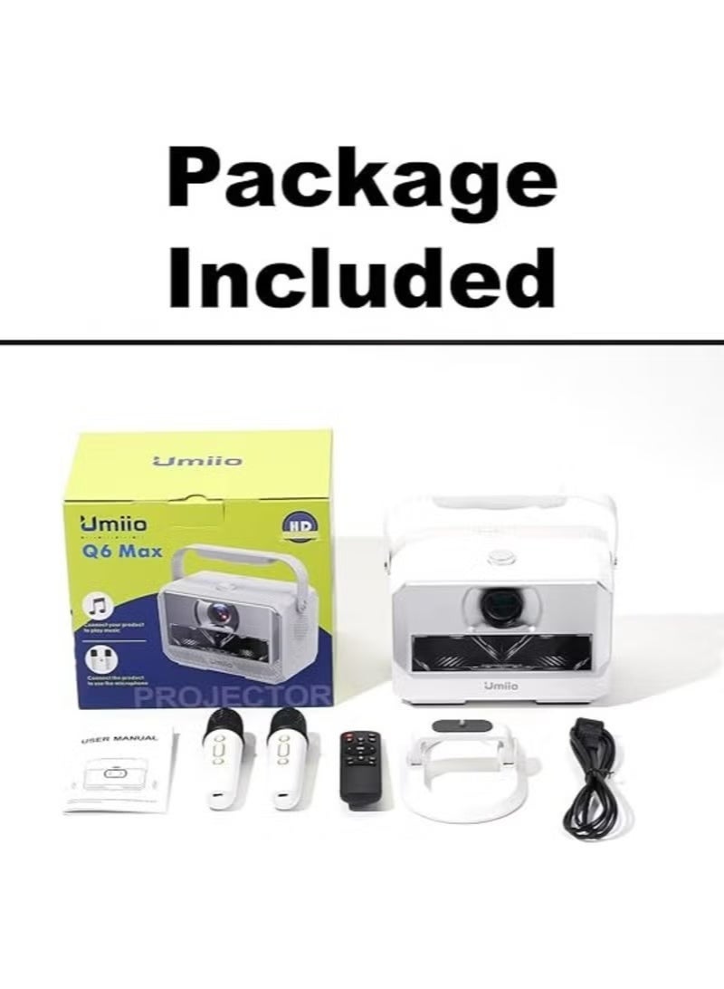 Umiio Q6 Max Smart Android Projector with Wireless Dual Karaoke Microphones, 4K & 720P Support, 200-Inch Wide Display, WiFi & Bluetooth, HDMI/USB, Portable Home Theater & Party Entertainment - Image 5