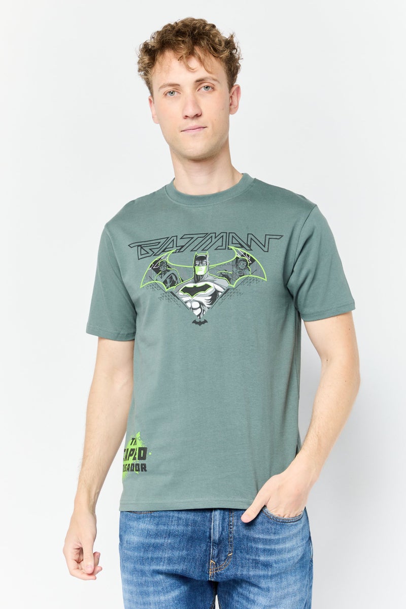Batman DC Batman Men Crew Neck Short Sleev Graphic Print T-Shirt, Sage Green - Image 1