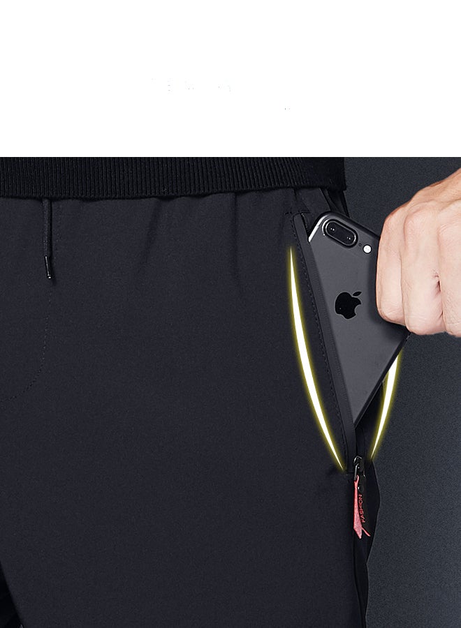 DR Men's Black Slim-Fit Sport Pants with Red Zipper Accents - Image 3