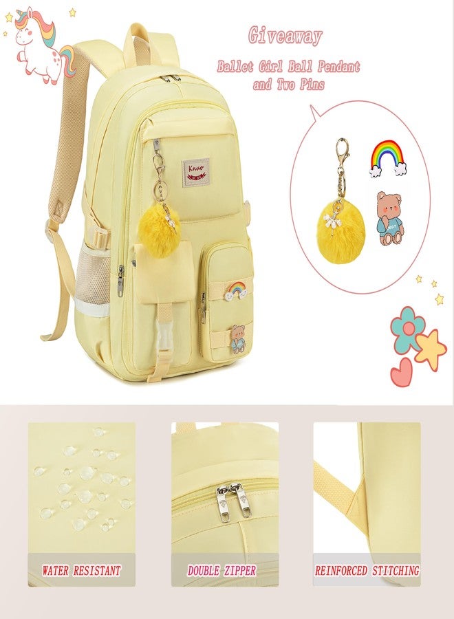 KIDNUO Backpack for girls Laptop Backpacks 15.6 Inch College Cute Bookbag Anti Theft Primary Elementary School Bag Casual Daypack for Teens Girls Women Students （Yellow - Image 3