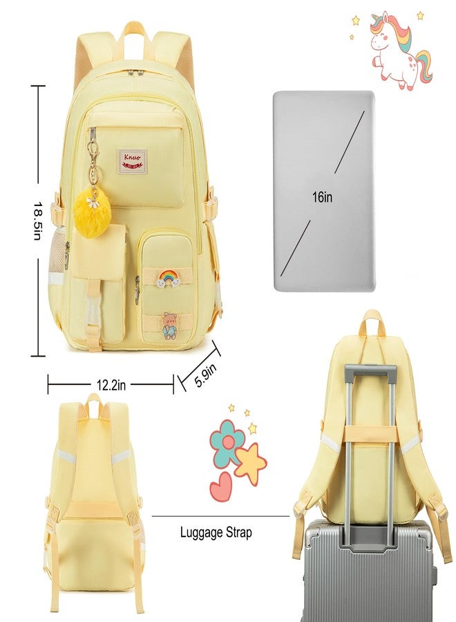KIDNUO Backpack for girls Laptop Backpacks 15.6 Inch College Cute Bookbag Anti Theft Primary Elementary School Bag Casual Daypack for Teens Girls Women Students （Yellow - Image 5