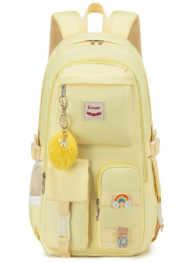 KIDNUO Backpack for girls Laptop Backpacks 15.6 Inch College Cute Bookbag Anti Theft Primary Elementary School Bag Casual Daypack for Teens Girls Women Students （Yellow - Image 1