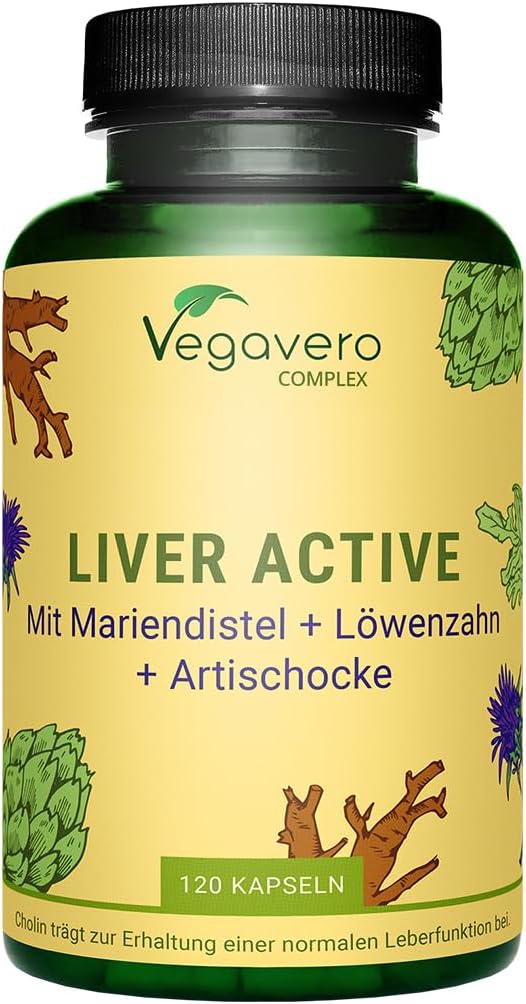 Vegavero مكملات دعم الكبد من فيغافيرو مع الخرشوف والشوك والكلين الطبيعي للتخلص من السموم وإصلاح بدون إضافات 120 كبسولة نباتية - Image 1