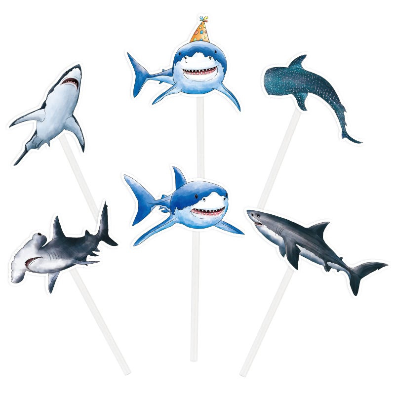 WERNNSAI Shark Cupcake Toppers - 36 PCS Shark Party Cake Toppers for Kids Boys Ocean Shark Themed Party Birthday Shark Cupcake Decorations Baby Shower Beach Party Supplies - Image 1