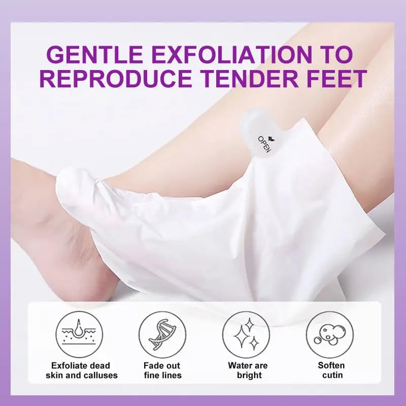 BIRDLINE Foot Peel Mask For Cracked Heels Dead Skin Calluses Remover Make Your Feet Baby Soft Get Smooth Silky Skin Removes Rough Heels Dry Toe Skin Natural Treatment To Home 2 PAIR - Image 3