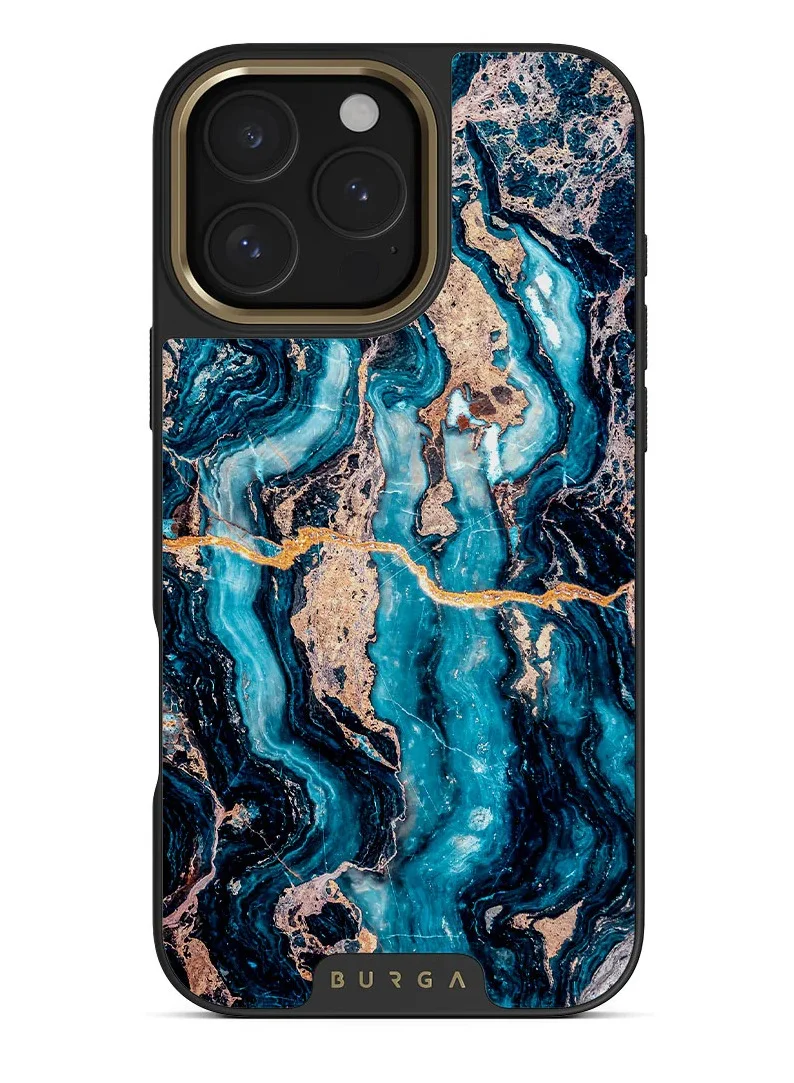 Burga  Premium Protective Case for iPhone 16 Pro - Mystic River Blue Marble Design - Elegant, Durable, and Shock-Resistant Cover for Superior Protection  | Best Price UAE