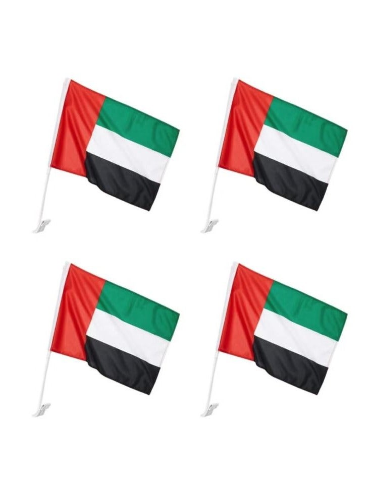 يوويل 4 قطع علم لنافذة السيارة لدولة الإمارات العربية المتحدة للاحتفال بيوم العلم الوطني لدولة الإمارات العربية المتحدة مقاس 12 × 18 بوصة - Image 1