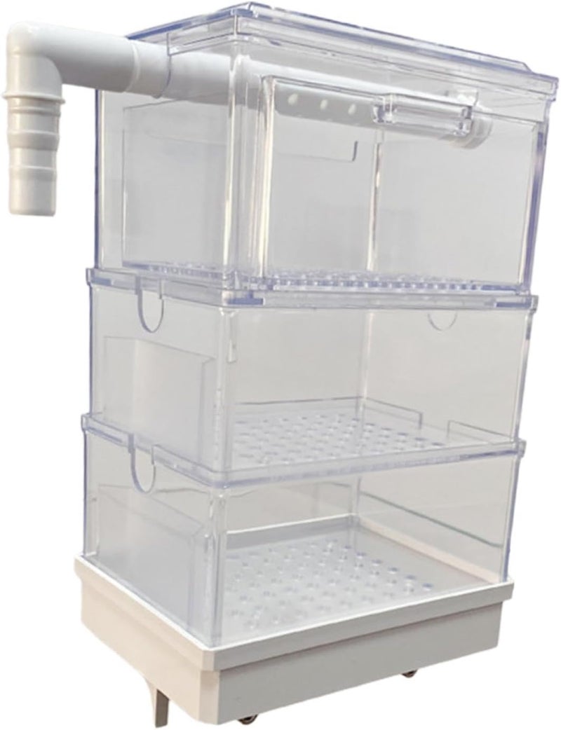 HouseVibe Aquarium Hang On Filter Box Overflow Pipe Filter for Small Fish Tank Turtle Tank with Drawer Drip Tray Quiet Filtration Box Three Layer - Image 1