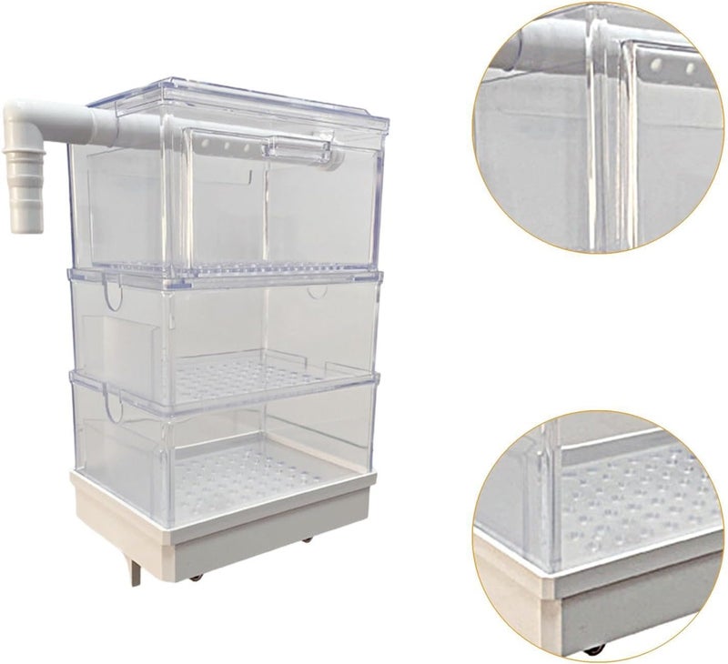 HouseVibe Aquarium Hang On Filter Box Overflow Pipe Filter for Small Fish Tank Turtle Tank with Drawer Drip Tray Quiet Filtration Box Three Layer - Image 2