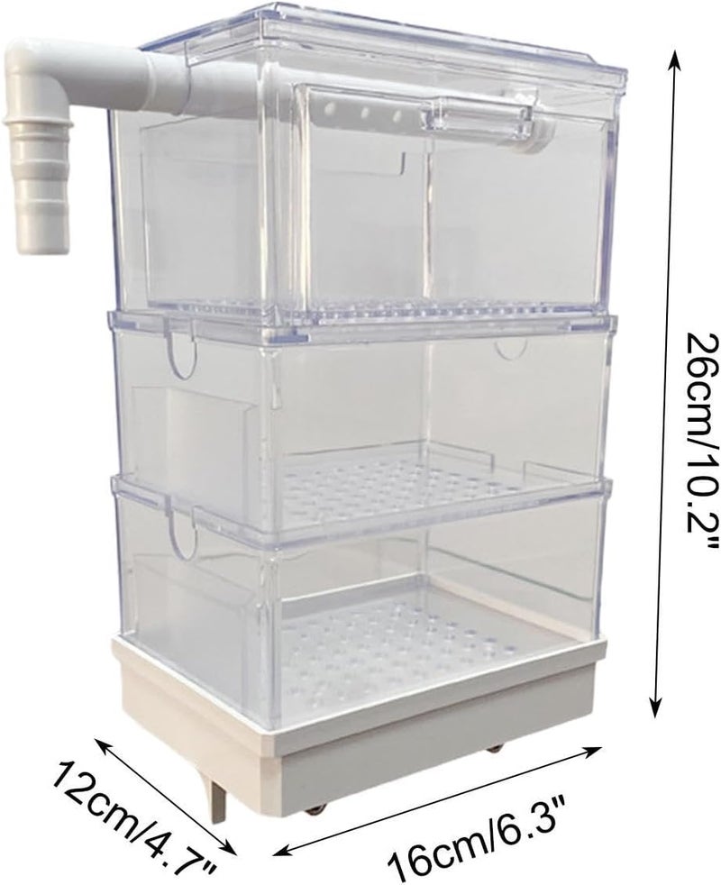 HouseVibe Aquarium Hang On Filter Box Overflow Pipe Filter for Small Fish Tank Turtle Tank with Drawer Drip Tray Quiet Filtration Box Three Layer - Image 3
