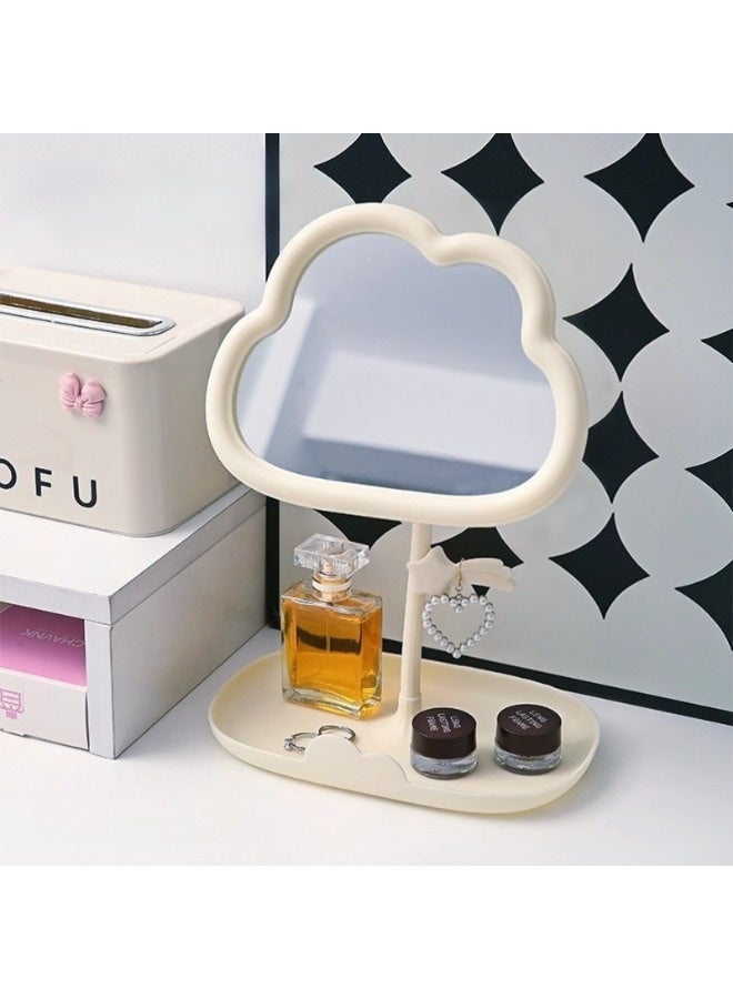 ShebSheb Cute Cloud Makeup Mirror, Desktop Compact Mirror for Women with Storage Tray, Vanity Mirror for Bathroom or Bedroom,Mirror Size 7.68"L x 6.06" W - Image 2