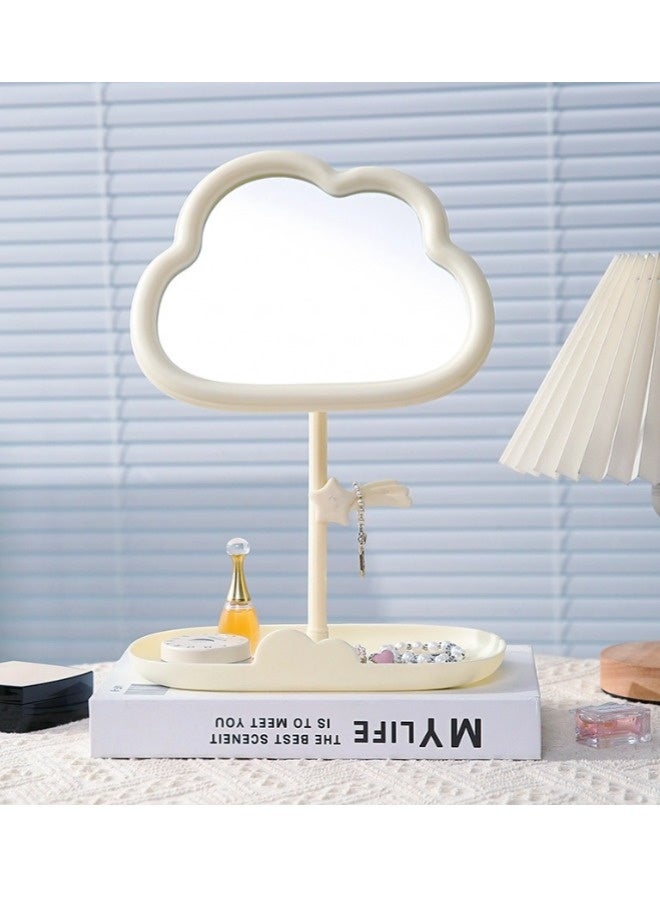 ShebSheb Cute Cloud Makeup Mirror, Desktop Compact Mirror for Women with Storage Tray, Vanity Mirror for Bathroom or Bedroom,Mirror Size 7.68"L x 6.06" W - Image 3