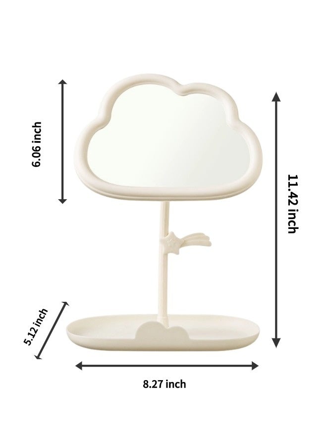 ShebSheb Cute Cloud Makeup Mirror, Desktop Compact Mirror for Women with Storage Tray, Vanity Mirror for Bathroom or Bedroom,Mirror Size 7.68"L x 6.06" W - Image 5