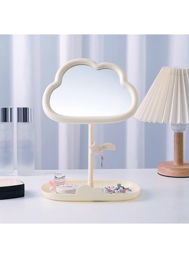 ShebSheb Cute Cloud Makeup Mirror, Desktop Compact Mirror for Women with Storage Tray, Vanity Mirror for Bathroom or Bedroom,Mirror Size 7.68"L x 6.06" W - Image 4