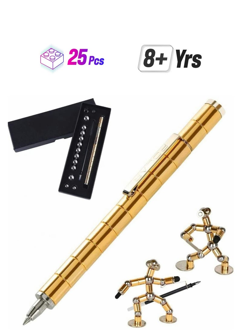 KASTWAVE Magnetic Toy Pen, Magnetic Fidget Pen Decompression Magnetic Metal Pen Multifunction Writing Magnet Ballpoint Pen Eliminate Pressure Fidget Gadgets Pen Gift for Kids or Friends (Gold) - Image 1