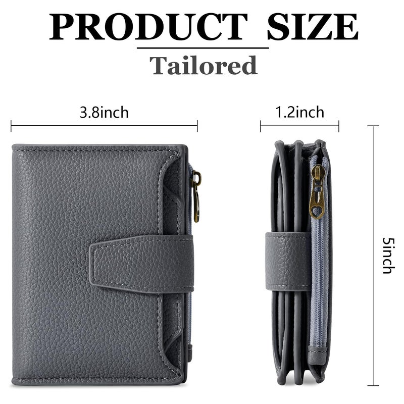 Airkit Small Wallet Women RFID Blocking Soft Leather Bifold Compact Card Holder Wallet for Women with Zipper Coin Pocket 4 ID Window - Image 3