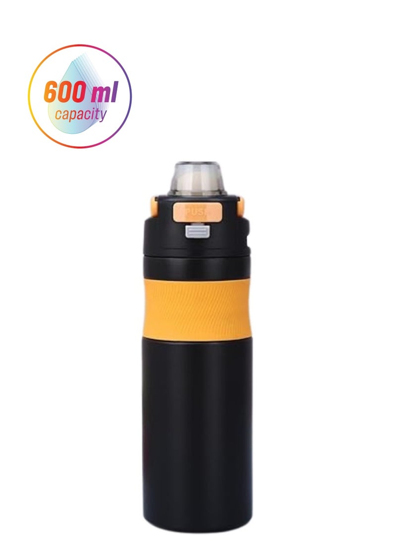 Twisoo Hydra Thermo Stainless Steel Water Bottle – Vacuum Insulated, Leak Proof (600ml, Black) - Image 1