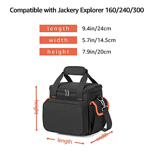 Trunab Carrying Case Compatible with Jackery Portable Power Station Explorer 160/240/300, Storage Bag with Waterproof Bottom and Front Pockets for Charging Cable and Accessories - Image 2