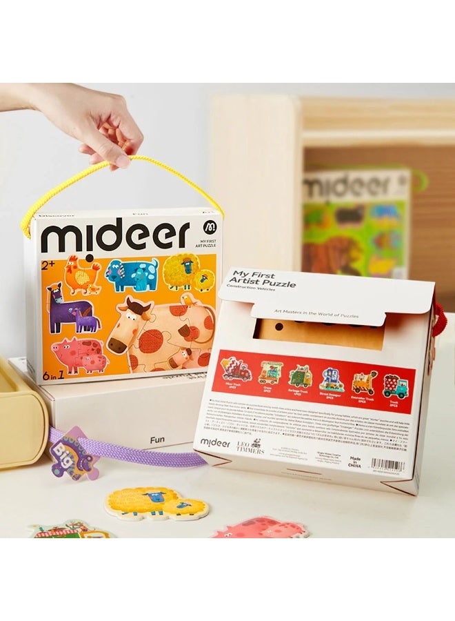 MiDeer My First Artist Puzzle – Farm Animals Puzzle Set for Toddlers Ages 2+ | 6 Early Learning Puzzles (3–7 Pieces) | Large Pieces, Artist-Designed, Safe & Educational Toy with Storage Bag  - Image 4