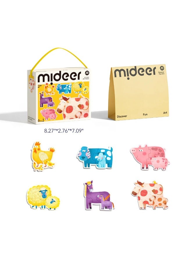 MiDeer My First Artist Puzzle – Farm Animals Puzzle Set for Toddlers Ages 2+ | 6 Early Learning Puzzles (3–7 Pieces) | Large Pieces, Artist-Designed, Safe & Educational Toy with Storage Bag  - Image 2