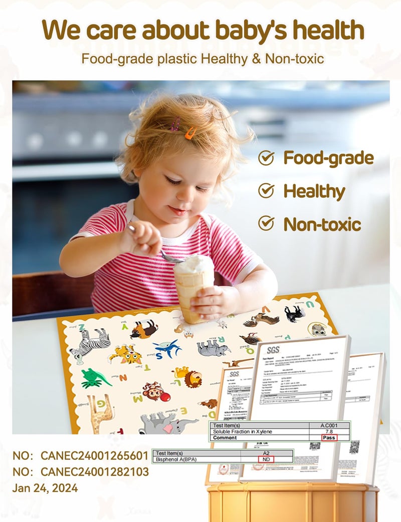 KAshack 45 Pack Sticky Disposable Placemats for Baby & Toddlers,Toddler Placemat 12"x18" Kids Table Mat for Party, Picnic Table, Restaurants Dining Table Travel Essentials for Toddlers with 3 Designs - Image 2