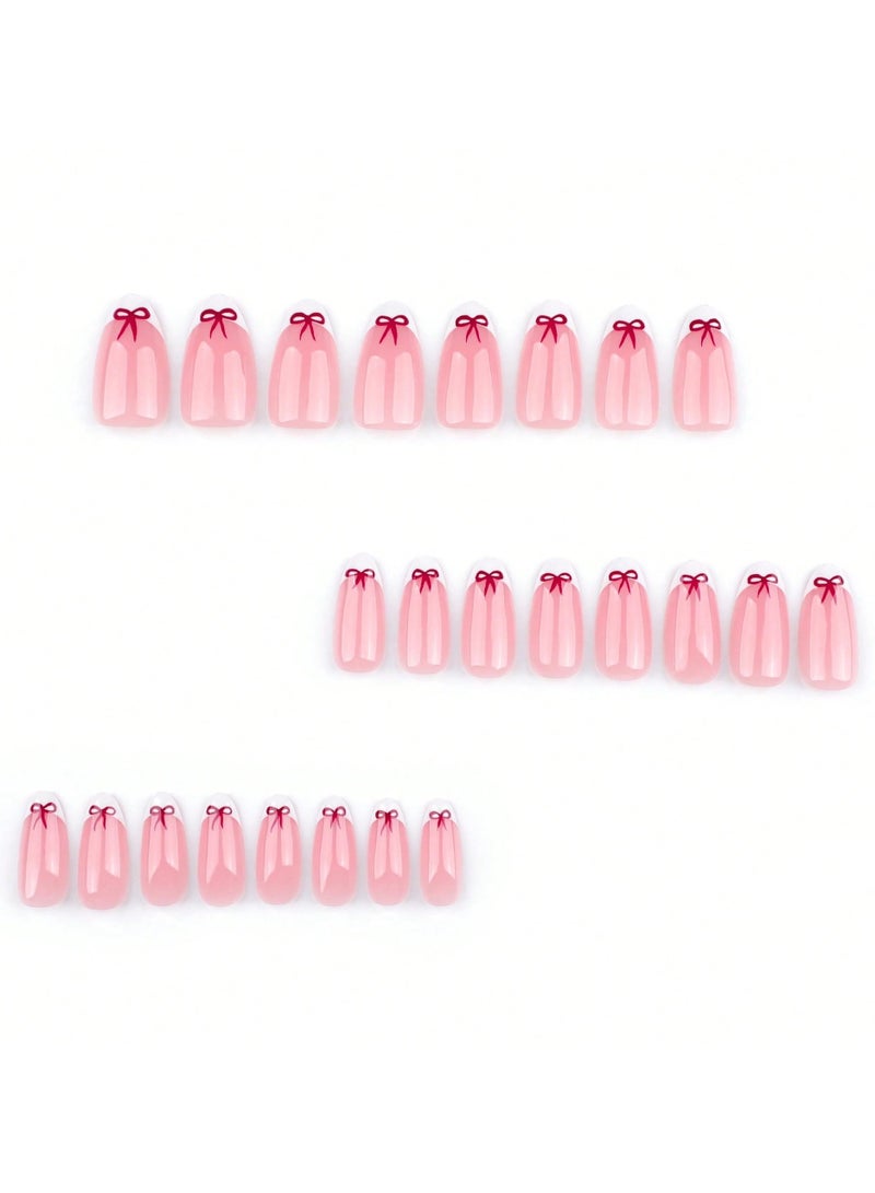 اظافر فرنسيه مزيفه بشكل لوزي تحتوي العلبه على 24 ظفر مع مبرد اظافر و صمغ - Image 3