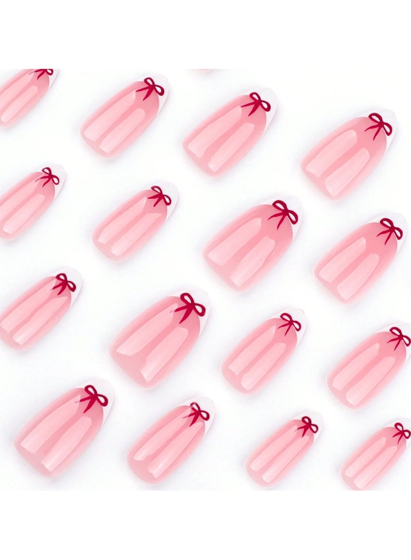 اظافر فرنسيه مزيفه بشكل لوزي تحتوي العلبه على 24 ظفر مع مبرد اظافر و صمغ - Image 2