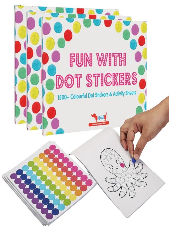 CocoMoco Kids Premium Dot Stickers for Kids with 123, ABC & Animals Sticker Book -1500+ Round Stickers Fun Craft Supplies for Boys & Girls, Learning Activities, Sticker Activity Book (Pack of 3) - Image 1