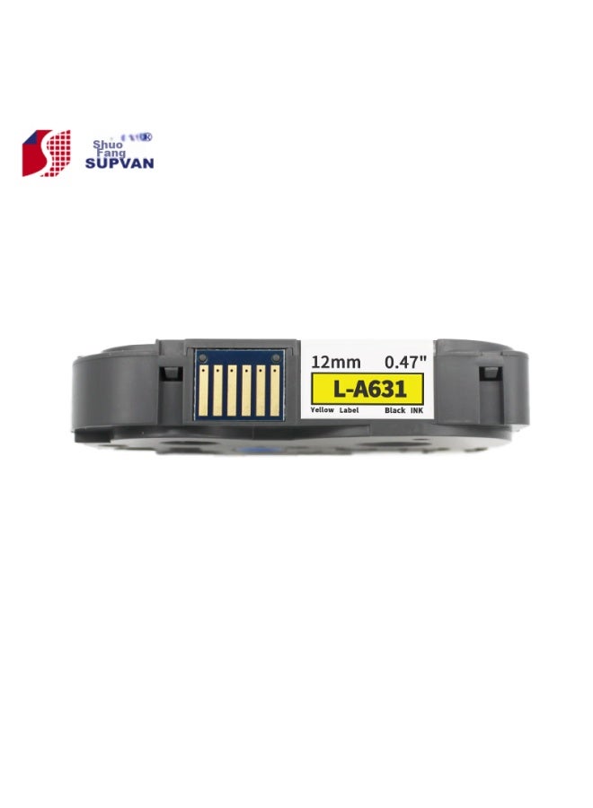 Shuofang Label Maker Ribbon, Yellow Background With Black Text, No Laminating Film, L-a631 Label Paper, Self-adhesive Sticker, Suitable For Shuofang Label Maker, 12mm - Image 3