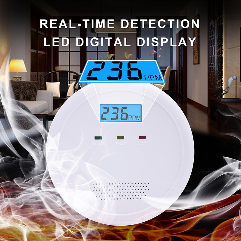 Carbon Monoxide Detector LCD Display Screen Battery Powered Carbon Monoxide Alarm Detector Monitor Low Power Consumption Sound Light Alarm Sensor LED Indicator Light for Home Kitchen Restaurant Hotel - Image 2