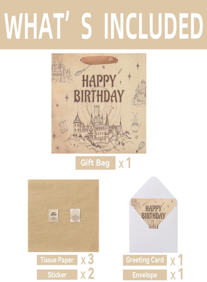 Qirrmiy 13 Inch Magic Birthday Gift Bags Set with Handles, Greeting Card, Tissue Paper and Stickers for Boys, Girls, Teens for Baby Shower, Kids Birthday, 1 Piece - Image 3