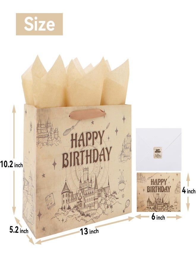 Qirrmiy 13 Inch Magic Birthday Gift Bags Set with Handles, Greeting Card, Tissue Paper and Stickers for Boys, Girls, Teens for Baby Shower, Kids Birthday, 1 Piece - Image 2