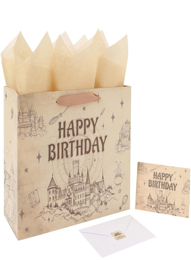 Qirrmiy 13 Inch Magic Birthday Gift Bags Set with Handles, Greeting Card, Tissue Paper and Stickers for Boys, Girls, Teens for Baby Shower, Kids Birthday, 1 Piece - Image 1