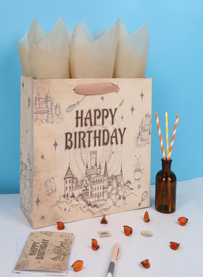 Qirrmiy 13 Inch Magic Birthday Gift Bags Set with Handles, Greeting Card, Tissue Paper and Stickers for Boys, Girls, Teens for Baby Shower, Kids Birthday, 1 Piece - Image 5