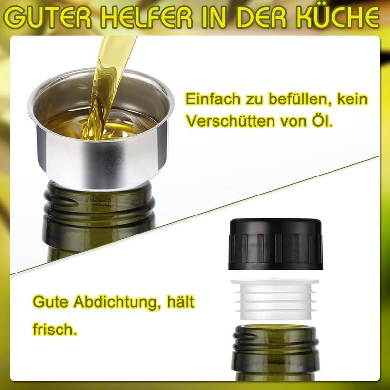 HOTOOLME Olive Oil Bottles Vinegar Glass Dispenser 2 Pack for Kitchen Cruet Set with Spouts,Funnel,Cleaning Brush,Stoppers and Caps - Image 4